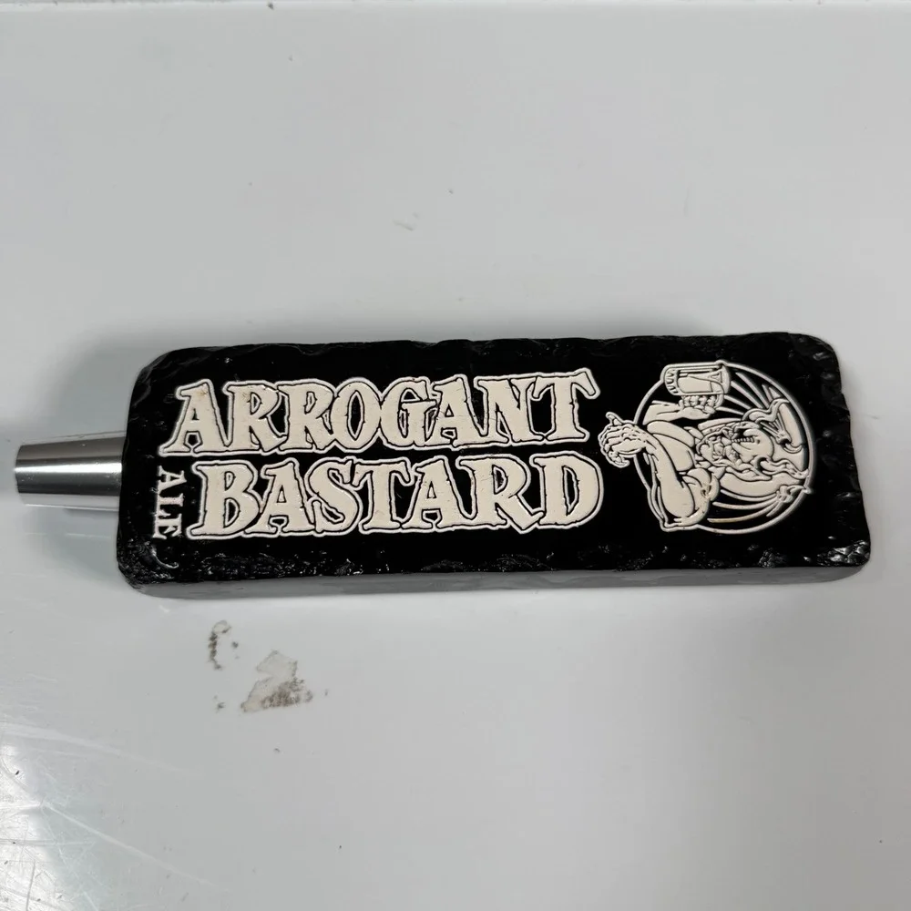 Stone Brewing Arrogant Bastard Ale Beer Tap Handle Black White Gargoyle Barware
